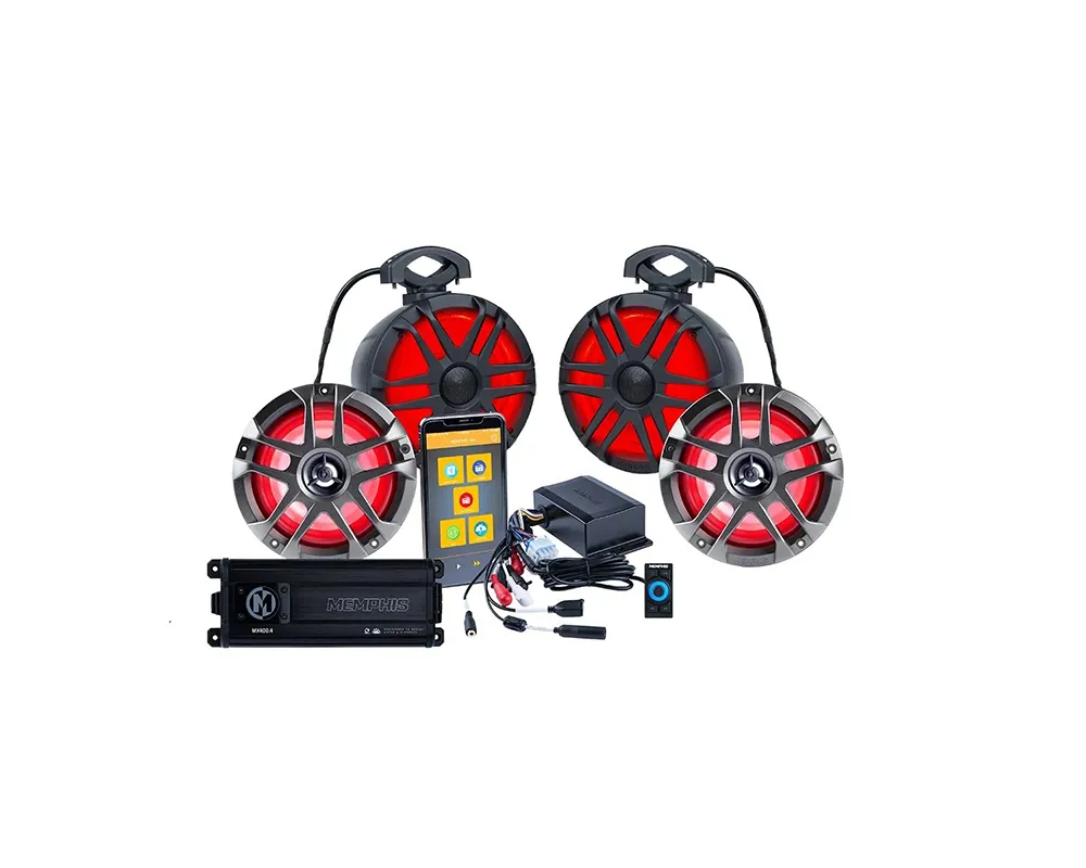 Memphis Audio 4-Speaker System w/ Amplifier & App Controlled Source Unit Yamaha Wolverine 2021+ - YWPRO4