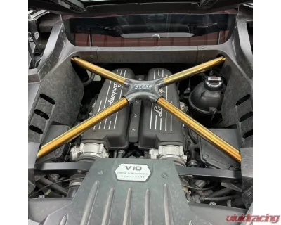Steso Performance Gold Finish, Satin Finish Cover, Titanium X-Brace Lamborghini Huracan | Performante | Evo | STO - XBRGold-SA