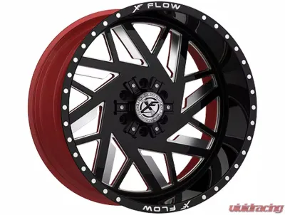 XFX Flow XFX-306 24X12 5X127 5X139.7 -44 Cb 78.1 Gloss Black & Milled w/ Red Inner - XFX-306241251271397-44GBRWMW