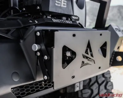 Attica 4x4 Universal Front Bumper Winch Flip-Up Roller Fairlead License plate bracket - ATTK102-BX