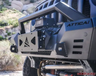 Attica 4x4 Universal Front Bumper Winch Flip-Up Roller Fairlead License plate bracket - ATTK102-BX