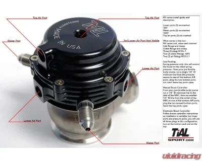 TiAL Sport MVR Wastegate 44mm All Springs w/Clamps - Black - tls002949
