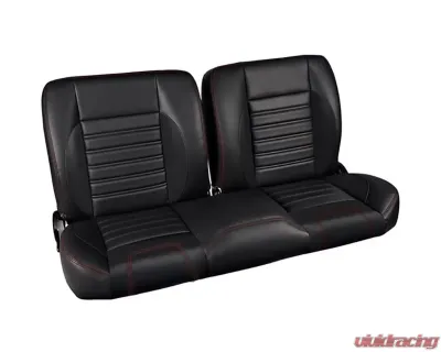 Brothers Trucks Black Sport Split-Bench Seat w/ White Stitching Chevrolet | GMC C10 1960-1987 - QSBNH87WHITE