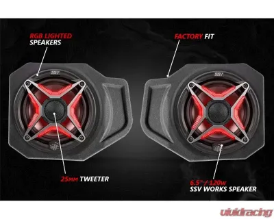 SSV Works Lighted 3-Speaker Audio System w/ Ride Command Polaris Ranger XP1000 2018-2023 - RG4-Q3VRC