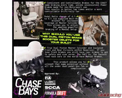 Chase Bays Dual Piston Brake Booster Delete with 6:1 Pedal Ratio Bolt-On BMW 3-Series E36 | Z3 2000-2005 - CB-DBBE-E36