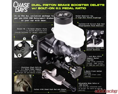 Chase Bays Dual Piston Brake Booster Delete with 6:1 Pedal Ratio Bolt-On BMW 3-Series E36 | Z3 2000-2005 - CB-DBBE-E36