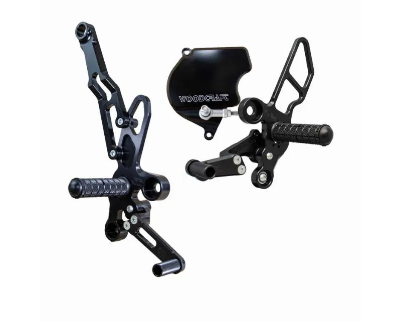 Woodcraft Technologies Complete Rearset Kit w/ Pedals (GP SHIFT No Folding Toe Pieces) Honda Grom 2022-2023 - 05-0309B