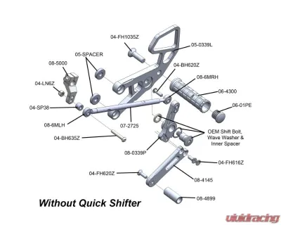Woodcraft Technologies Complete Rearset (Aftermarket QS - With Folding Toe Pieces) Honda CBR1000RR 2017-2022 - 05-0344BX