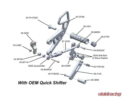 Woodcraft Technologies Complete Rearset (Aftermarket QS - With Folding Toe Pieces) Honda CBR1000RR 2017-2022 - 05-0344BX