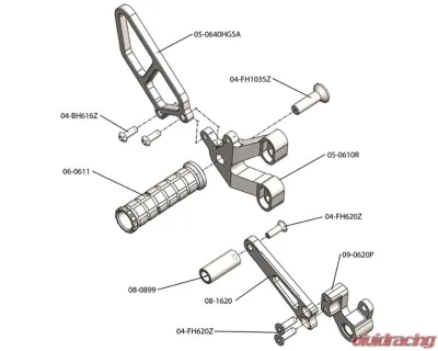 Woodcraft Technologies Complete Rearset (With Folding Toe Pieces) Ducati 1998-2003 - 05-0610BX