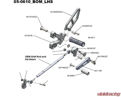 Woodcraft Technologies Complete Rearset (With Folding Toe Pieces) Ducati 1998-2003 - 05-0610BX
