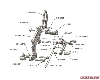 Woodcraft Technologies Left Hand Rearset Bracket Ducati Monster 2009-2013 - 05-0660L
