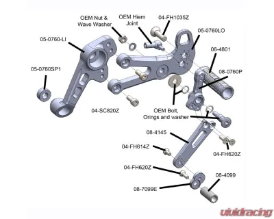 Woodcraft Technologies Complete Adjustable Rearset Kit w/ Pedals (With Folding Toe Pieces) Aprilia RS 660 2021-2023 - 05-0760BX