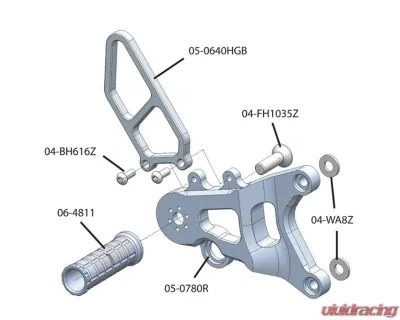 Woodcraft Technologies Black GP/STD Adjustable Rearset Kit (No Folding Toe Pieces) MV Agusta 2012-2019 - 05-0780B