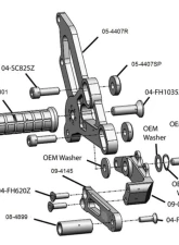 Woodcraft Technologies Complete STD/GP Shift Adjustable Rear Set Kit w/ Pedals (With Folding Toe Pieces) Yamaha 2015-2022                                     - 05-4407BX - Image 3