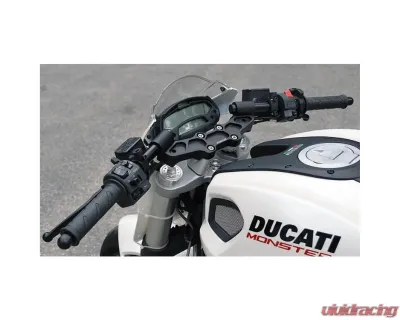 Woodcraft Technologies 1" Standard Rise Clipon Adapter Plate w/ XL Black Bars Ducati Monster 1100 | 696 | 796 2009-2014 - 12-1660
