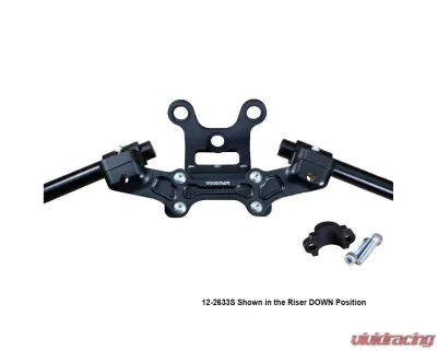 Woodcraft Technologies 1.5" Standard Rise Clipon Adapter Plate w/ Gauge Mount & Std. Black Bars Ducati Monster 797 | 821 2017-2021 - 12-2633S