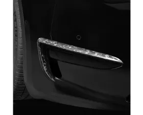 Carbonati Glossy Black Real Molded Forged Carbon Fiber Fog Light Trim Frame Eyelid Tesla Model Y 2020+
