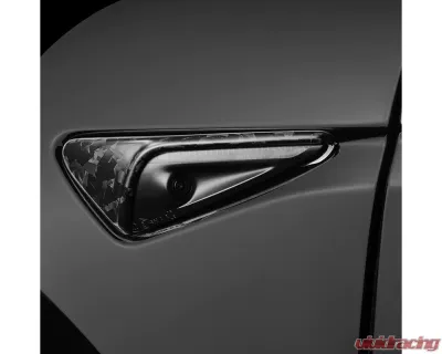 Carbonati Glossy Black Real Molded Forged Carbon Fiber Side Camres Overlay Tesla Model 3 | Model Y 2017+ - 930015