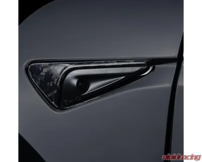 Carbonati Matte Black Real Molded Forged Carbon Fiber Side Camres Overlay Tesla Model 3 | Model Y 2017+ - 930016
