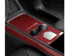 Carbonati Glossy Red Real Molded Dry Carbon Fiber Centre Console Overlay Tesla Model 3 | Model Y 2017+
