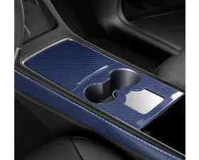 Carbonati Glossy Blue Real Molded Dry Carbon Fiber Centre Console Overlay Tesla Model 3 | Model Y 2017+