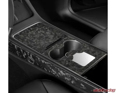 Carbonati Glossy Black Real Molded Forged Carbon Fiber Centre Console Overlay Tesla Model 3 | Model Y 2017+ - 930046