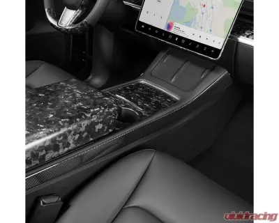 Carbonati Glossy Black Real Molded Dry Carbon Fiber Centre Console Side Panel Caps Tesla Model 3 | Model Y 2017+ - 930049