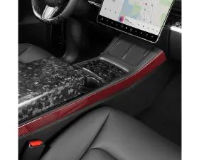 Carbonati Glossy Red Real Molded Dry Carbon Fiber Centre Console Side Panel Caps Tesla Model 3 | Model Y 2017+