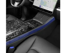 Carbonati Glossy Blue Real Molded Dry Carbon Fiber Centre Console Side Panel Caps Tesla Model 3 | Model Y 2017+