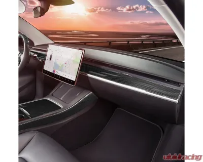 Carbonati Glossy Black Real Molded Dry Carbon Fiber Dash Trim Tesla Model 3 | Model Y 2017+ - 930061