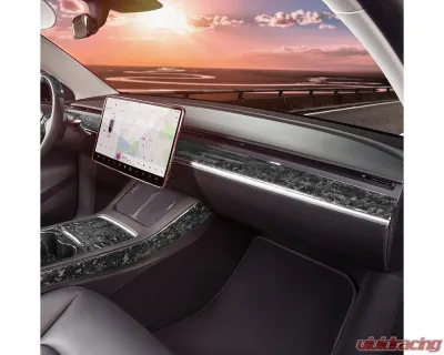 Carbonati Glossy Black Real Molded Forged Carbon Fiber Dash Trim Tesla Model 3 | Model Y 2017+ - 930066