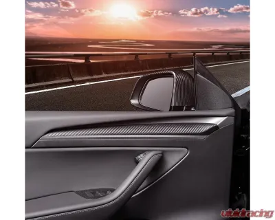 Carbonati Glossy Black Real Molded Dry Carbon Fiber Door Dashboard Extension Panel Tesla Model 3 | Model Y 2017+ - 930069
