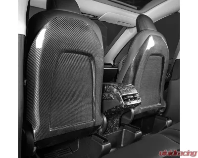 Carbonati Glossy Black Real Molded Dry Carbon Fiber Seat Back Replacement Cover Tesla Model 3 | Model Y 2017+ - 930085