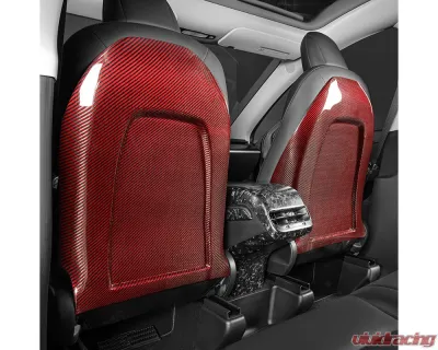 Carbonati Glossy Red Real Molded Dry Carbon Fiber Seat Back Replacement Cover Tesla Model 3 | Model Y 2017+ - 930087