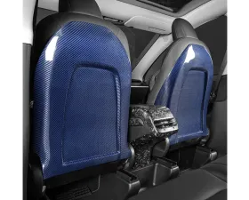 Carbonati Glossy Blue Real Molded Dry Carbon Fiber Seat Back Replacement Cover Tesla Model 3 | Model Y 2017+