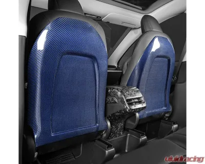 Carbonati Glossy Blue Real Molded Dry Carbon Fiber Seat Back Replacement Cover Tesla Model 3 | Model Y 2017+ - 930088