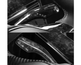 Carbonati Glossy Black Real Molded Forged Carbon Fiber Turn Signal & Wiper Stalk Covers Tesla Model 3 | Model Y 2017+