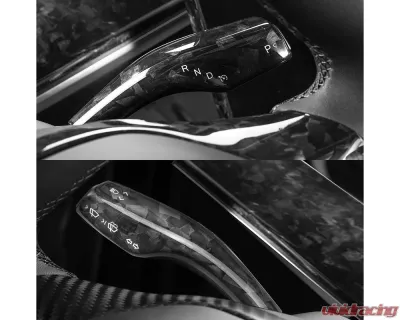 Carbonati Glossy Black Real Molded Forged Carbon Fiber Turn Signal & Wiper Stalk Covers Tesla Model 3 | Model Y 2017+ - 930098