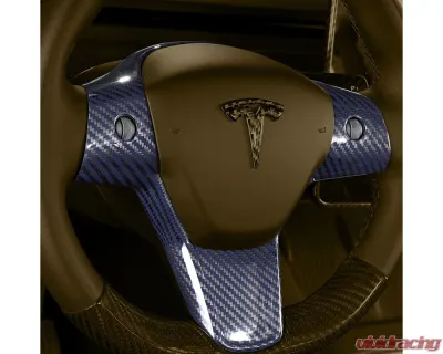Carbonati Glossy Yellow Real Molded Dry Carbon Fiber Steering Wheel Top Cap Tesla Model 3 | Model Y 2017+ - 930105
