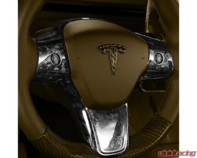 Carbonati Glossy Black Real Molded Forged Carbon Fiber Steering Wheel Top Cap Tesla Model 3 | Model Y 2017+ - 930106