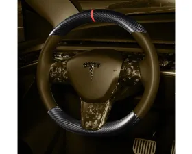 Carbonati Glossy Black Real Molded Dry Carbon Fiber Steering Wheel Stalk Cover Tesla Model 3 | Model Y 2017+