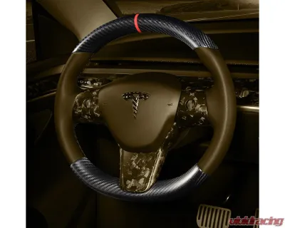 Carbonati Glossy Black Real Molded Dry Carbon Fiber Steering Wheel Stalk Cover Tesla Model 3 | Model Y 2017+ - 930109