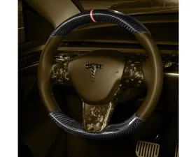 Carbonati Matte Black Real Molded Dry Carbon Fiber Steering Wheel Stalk Cover Tesla Model 3 | Model Y 2017+
