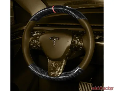 Carbonati Matte Black Real Molded Dry Carbon Fiber Steering Wheel Stalk Cover Tesla Model 3 | Model Y 2017+ - 930110