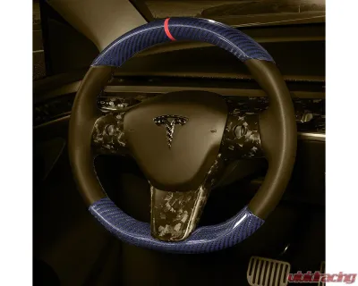 Carbonati Glossy Yellow Real Molded Dry Carbon Fiber Steering Wheel Stalk Cover Tesla Model 3 | Model Y 2017+ - 930113