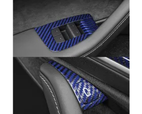 Carbonati Glossy Blue Real Molded Dry Carbon Fiber Windows & Door Switch Tesla Model 3 | Model Y 2017+
