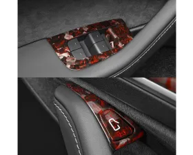 Carbonati Glossy Red Real Molded Forged Carbon Fiber Windows & Door Switch Tesla Model 3 | Model Y 2017+