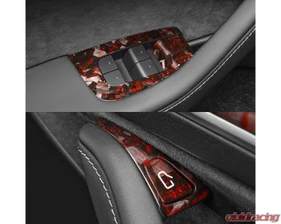 Carbonati Glossy Red Real Molded Forged Carbon Fiber Windows & Door Switch Tesla Model 3 | Model Y 2017+ - 930124