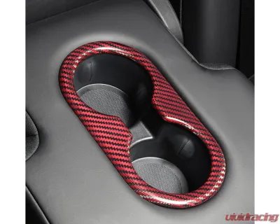 Carbonati Glossy Red Real Molded Dry Carbon Fiber Cup Holder Tesla Model 3 | Model Y 2017+ - 930127